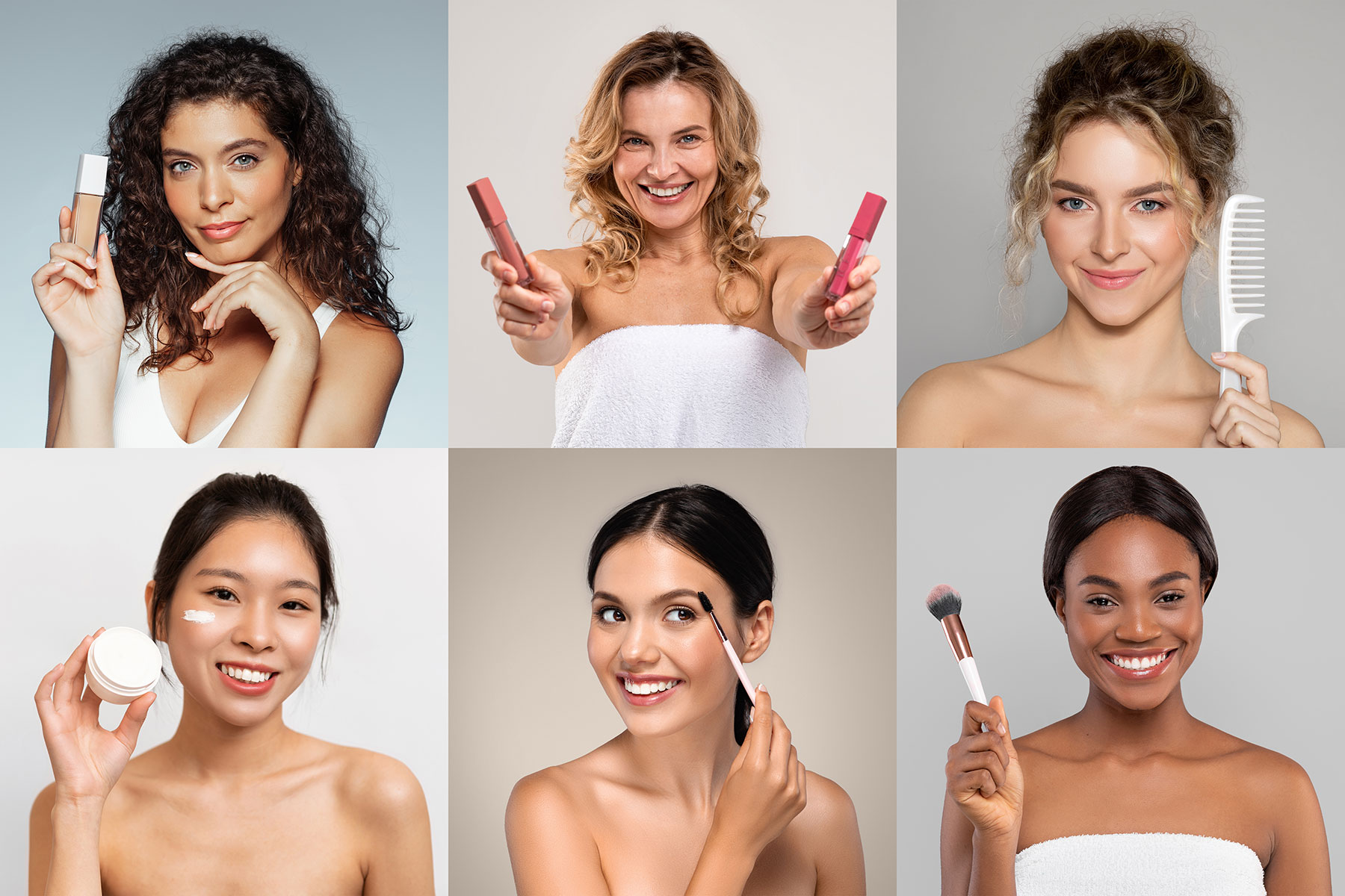 multiracial-women-using-beauty-products-in-studio-2024-06-06-18-23-57-utc